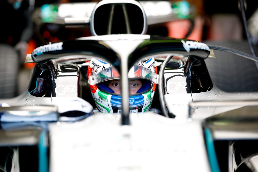 Mercedes (silver car) driver #12 Andrea Kimi Antonelli prepares in the cockpit during the Formula 1 Grand Prix weekend at Albert Park.